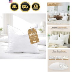 22×22 Throw Pillow Insert Down Feather Pillow Insert Soft White Bedroom Couch