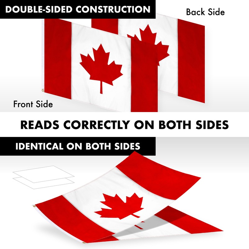 Combo: 6 Ft Flagpole Black & Canada Flag 3x6 Ft Double Sided Embr 210D Poly gallery