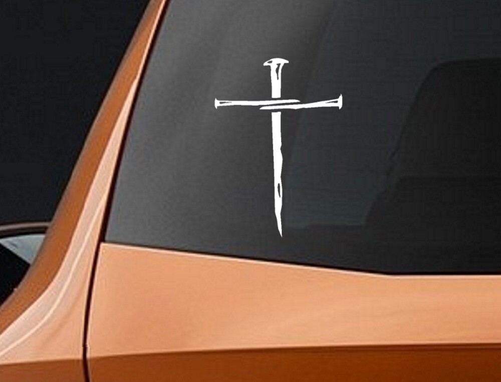 BERRYZILLA Cross with Rust Nails Decal for Laptop Mug Car Truck Window Sticker gallery