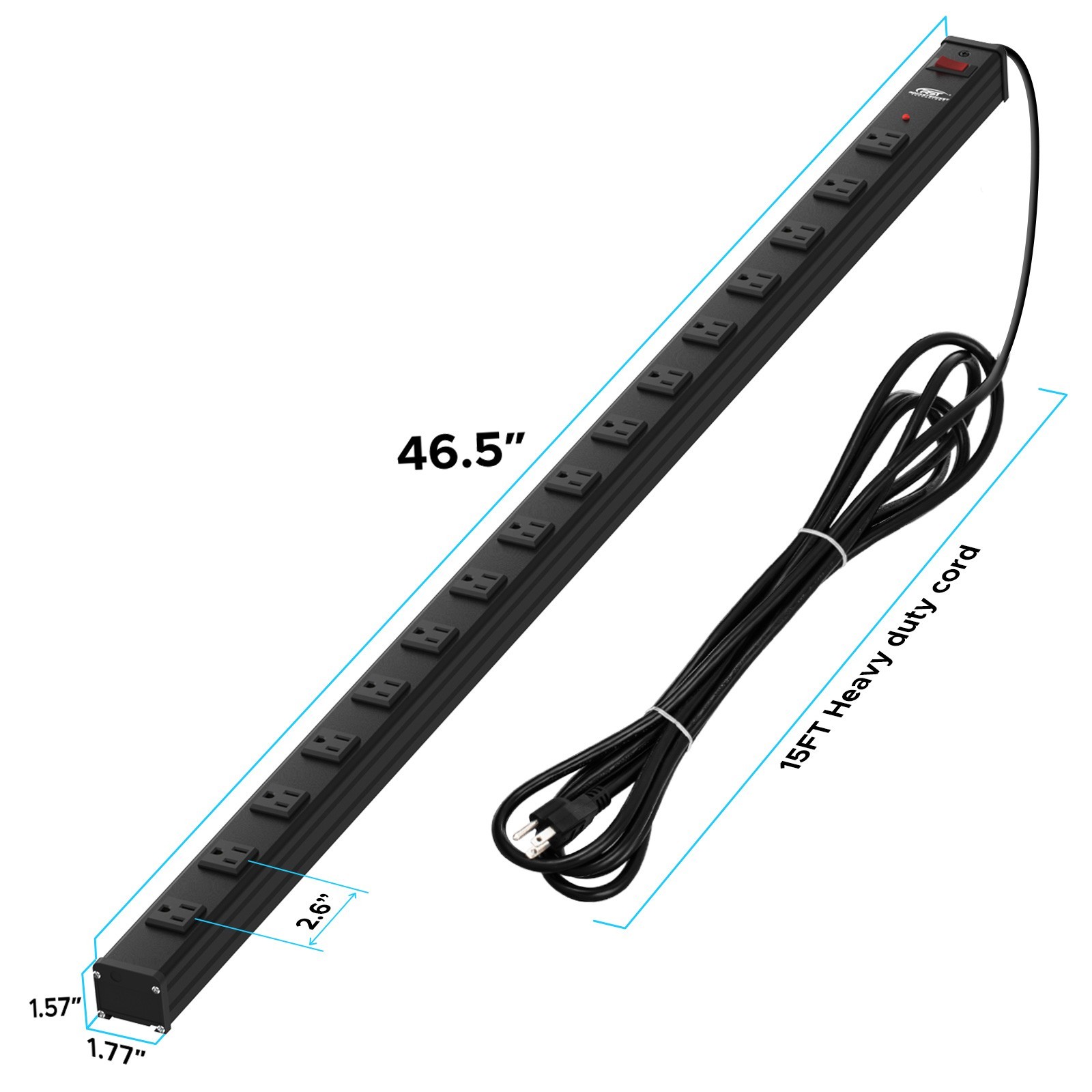 16-Outlet Heavy Duty Surge Protector Mount Power Strip,1875W/1800J(15ft Cord) gallery