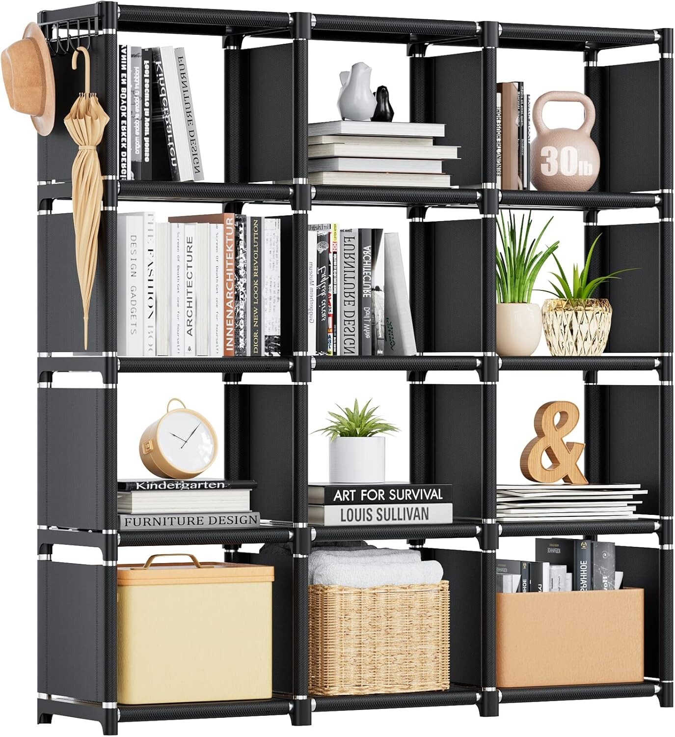 Book Shelf - 12 Cube Storage Organizer DIY Bookcase Metal Black gallery