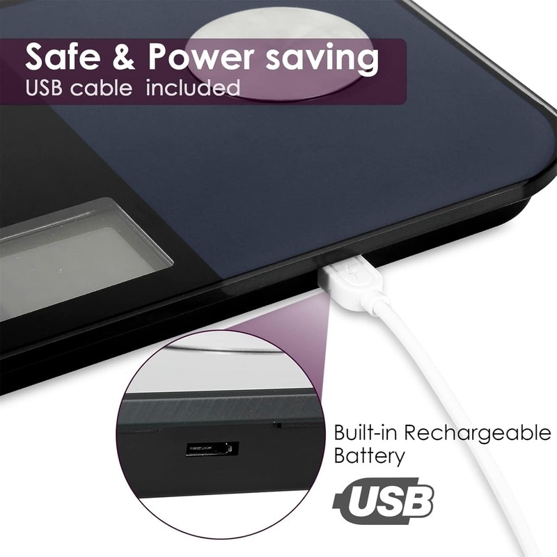 USB Recharable Bathroom Scale for Body Weight, Digital Weight gallery