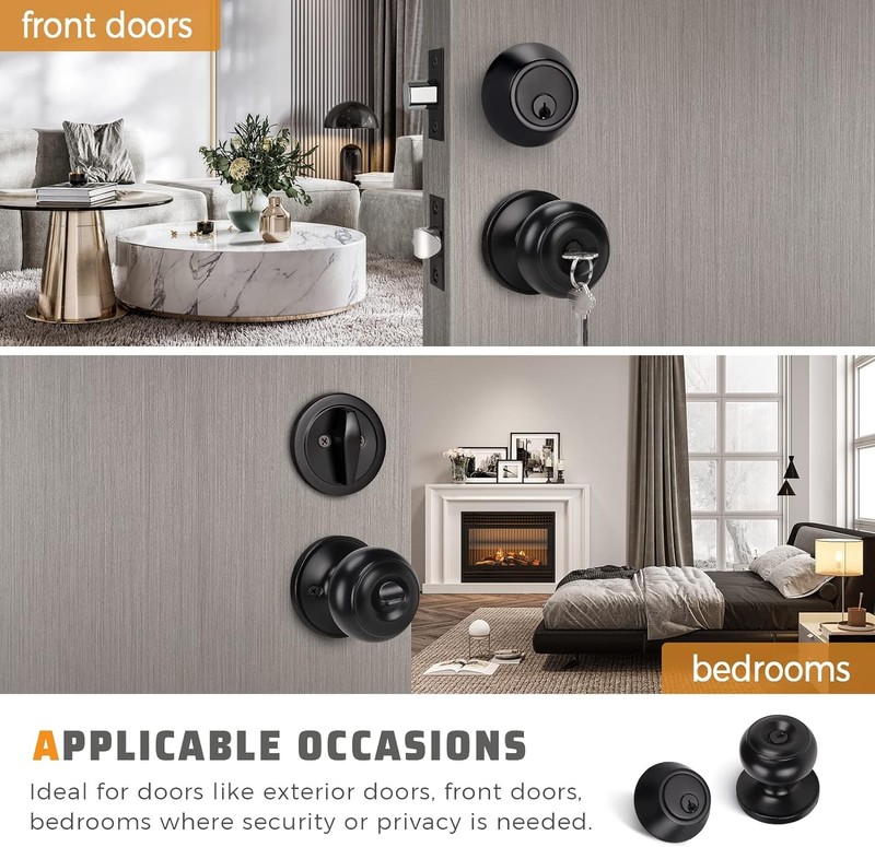 KNOBWELL 6 Pack Entry 6 Pack, Single Keyed Deadbolt Lockset - KEYED ALIKE gallery