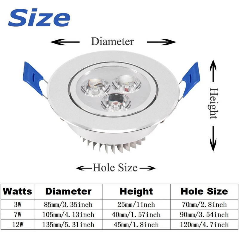 10-60PCS Dimmable LED Downlight 3W/7W Ceiling Light Spotlight 85V-265V gallery