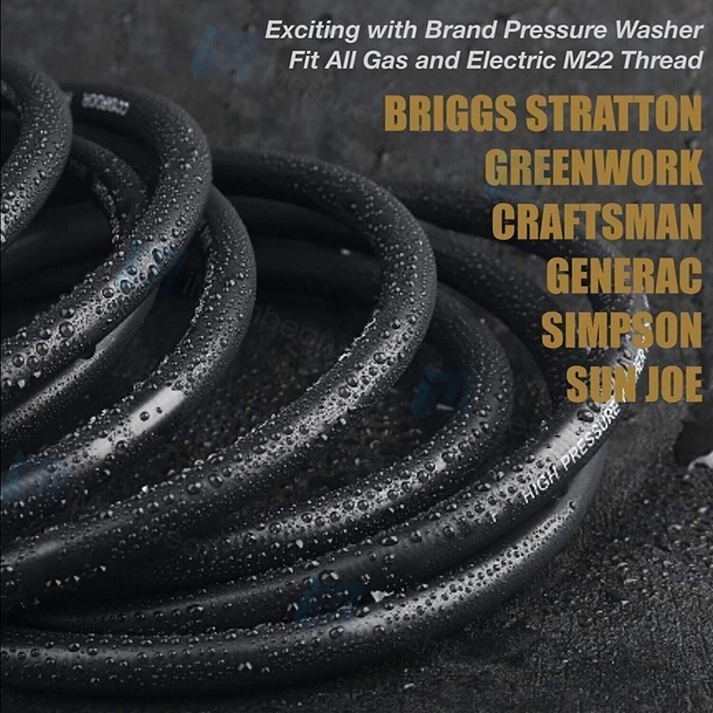 25FT 5800PSI Replacement High Pressure Power Washer Hose M22 3/8" Quick Connect- gallery