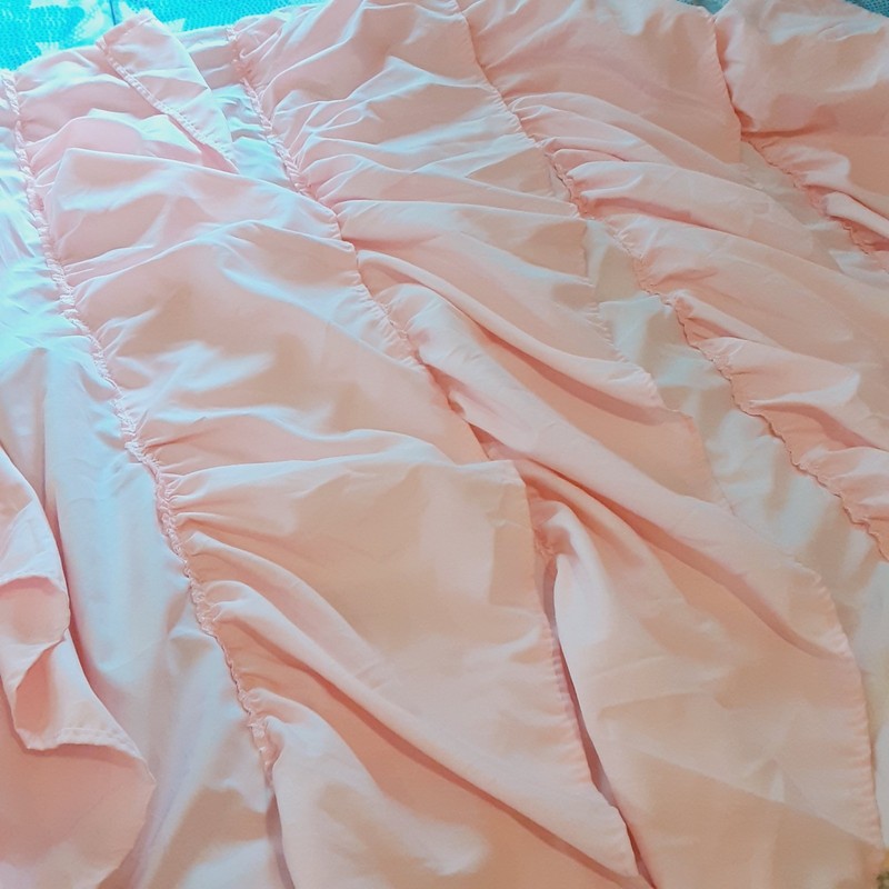 Curtain Panels Soft Pink Layered Bubble Ruffle 88" Panel Set of 2 38" Wide Each gallery