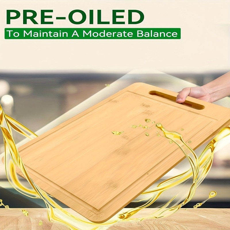1/3pc Bamboo Cutting Board Set Large Kitchen Chopping Blocks with Juice Grooves gallery