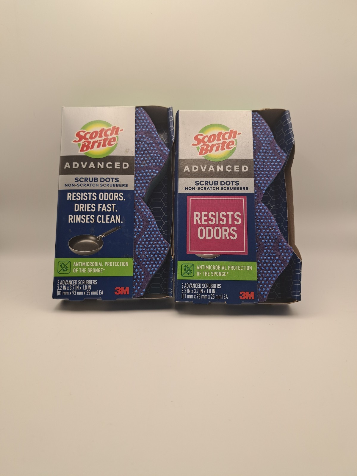 Scotch-Brite Advanced Scrub Dots Scrubbers Blue Sponge 2 Packages (2 per pk) HTF gallery