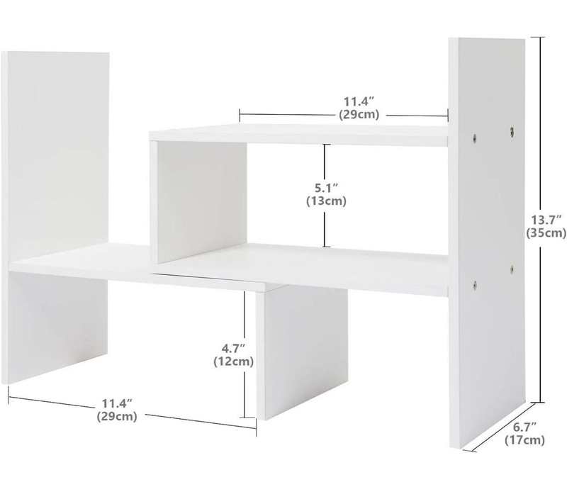 Desk Shelf, Adjustable Desktop Storage Organizer, Wood Display Shelf Rack, Offic gallery