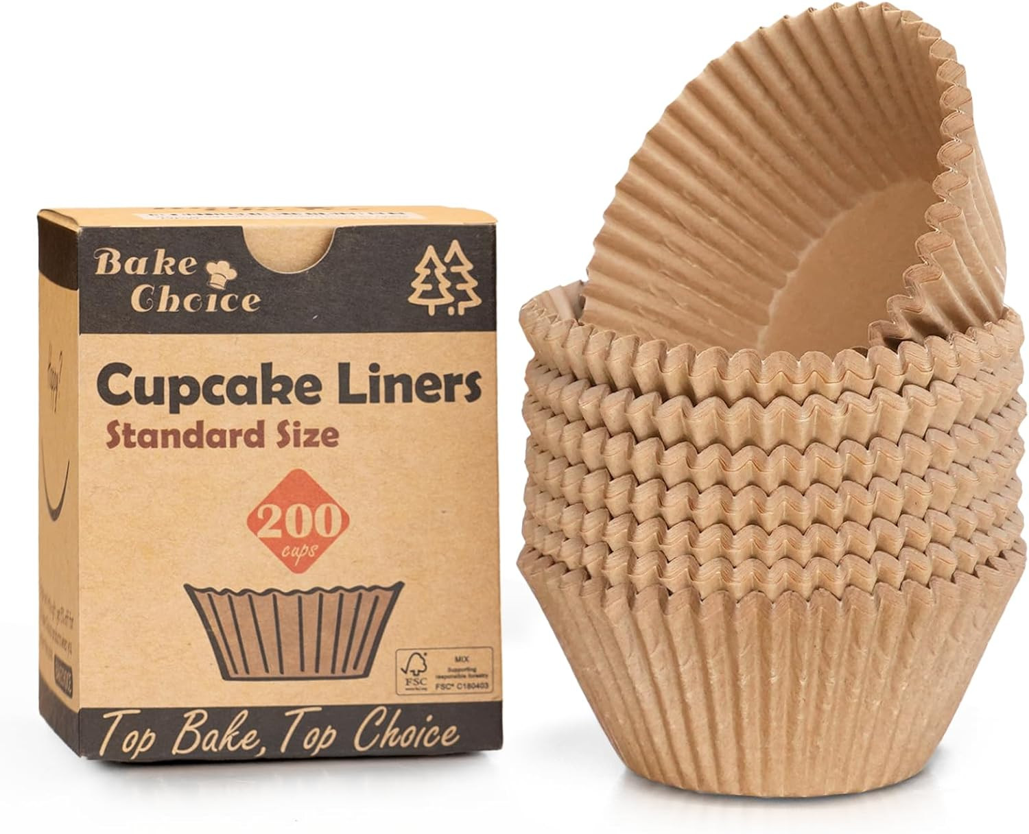 Non-Stick 200Pcs Standard Cupcake Liners for Baking, Natural, Food-Grade Cupcake gallery