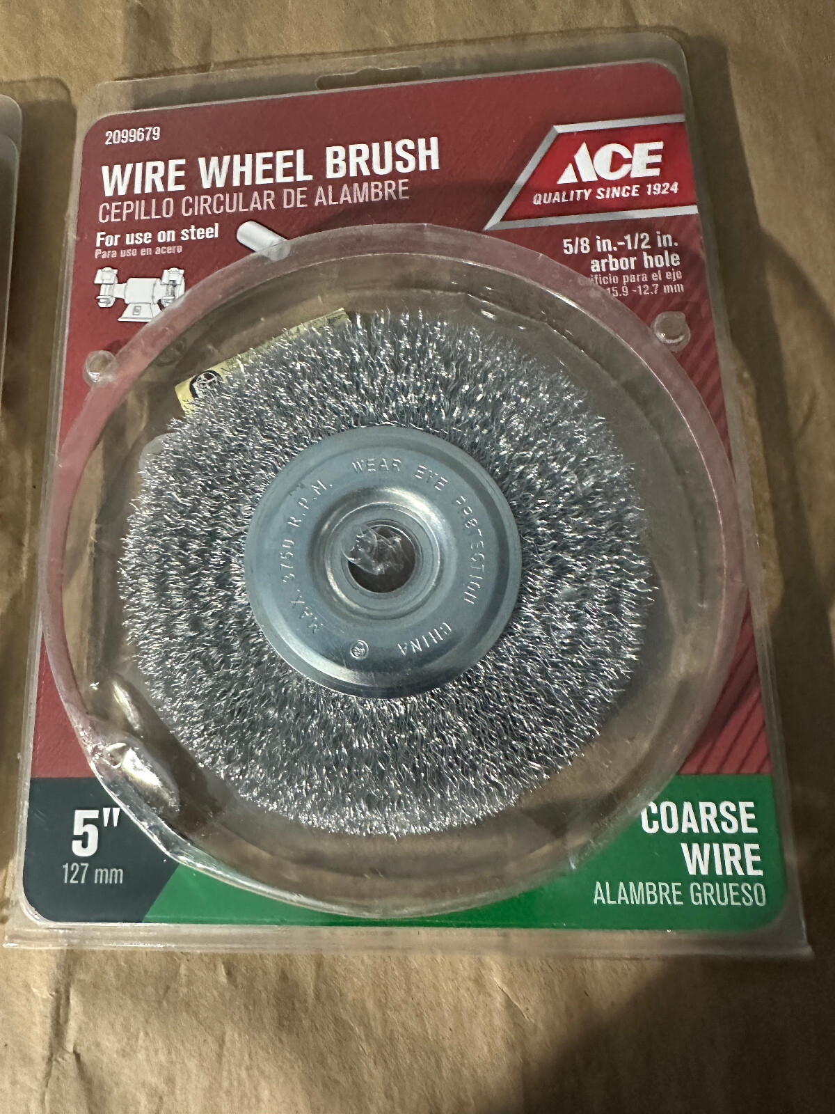 NEW ACE TOOLS 2 PIECE 5" WIRE WHEEL FINE & COARSE FOR A BENCH GRINDER FREE SHIP gallery