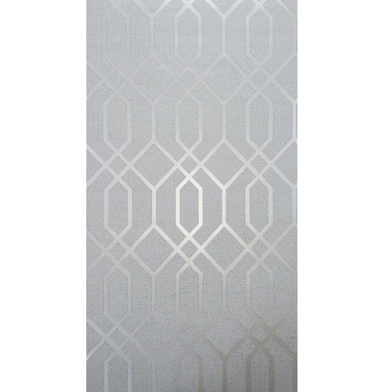 Wallpaper Silver gray white glitter textured roll geometric trellis quartz 3D gallery