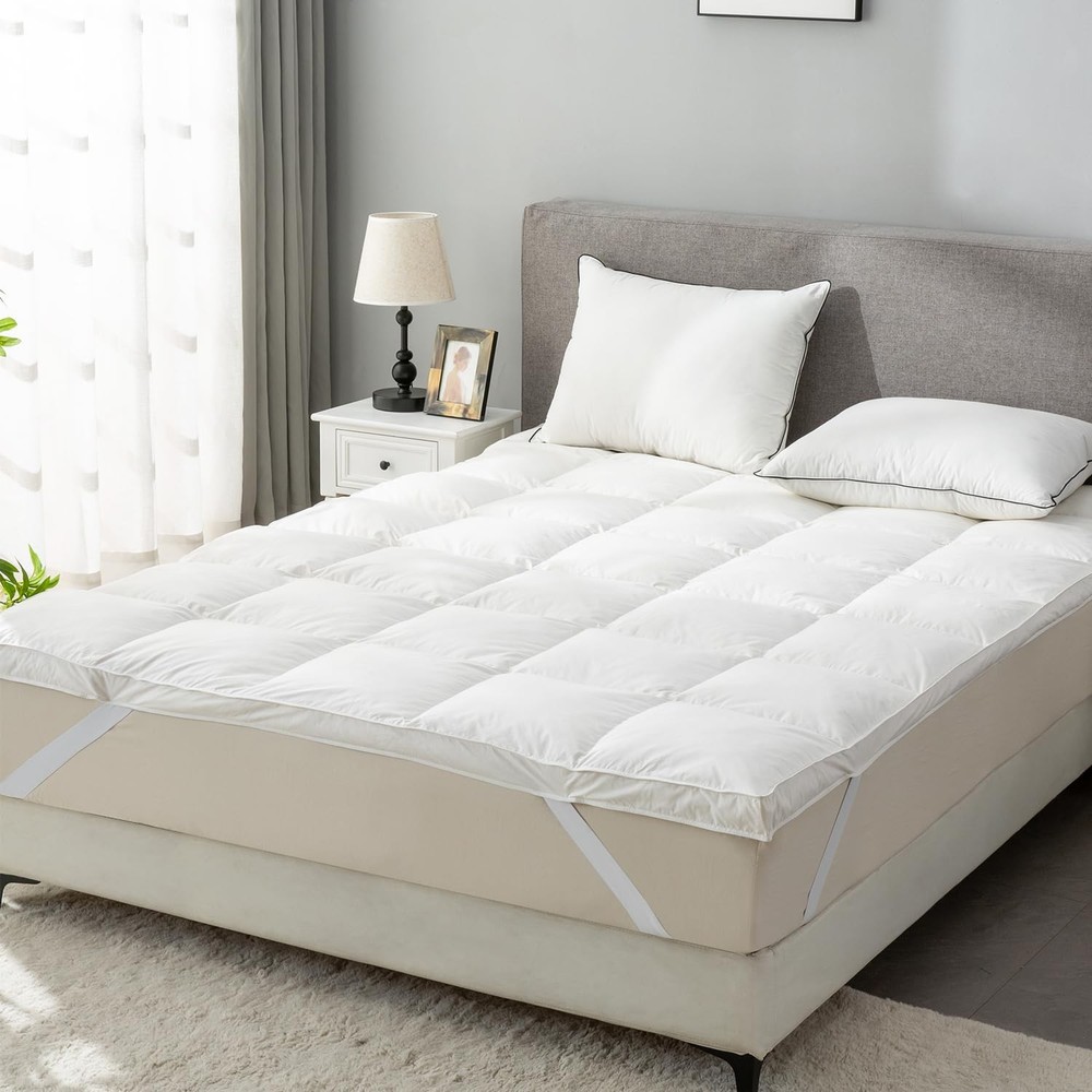 ROSE FEATHER Goose Down Feather Mattress Topper,Queen Down Mattress Protector