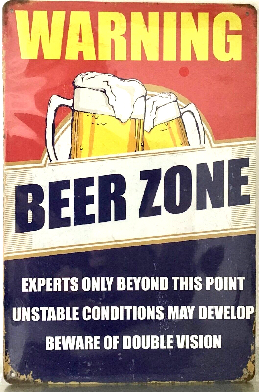 TIN SIGN 8x12 Funny beer zone warning experts beware drinking alcohol bar C18 gallery