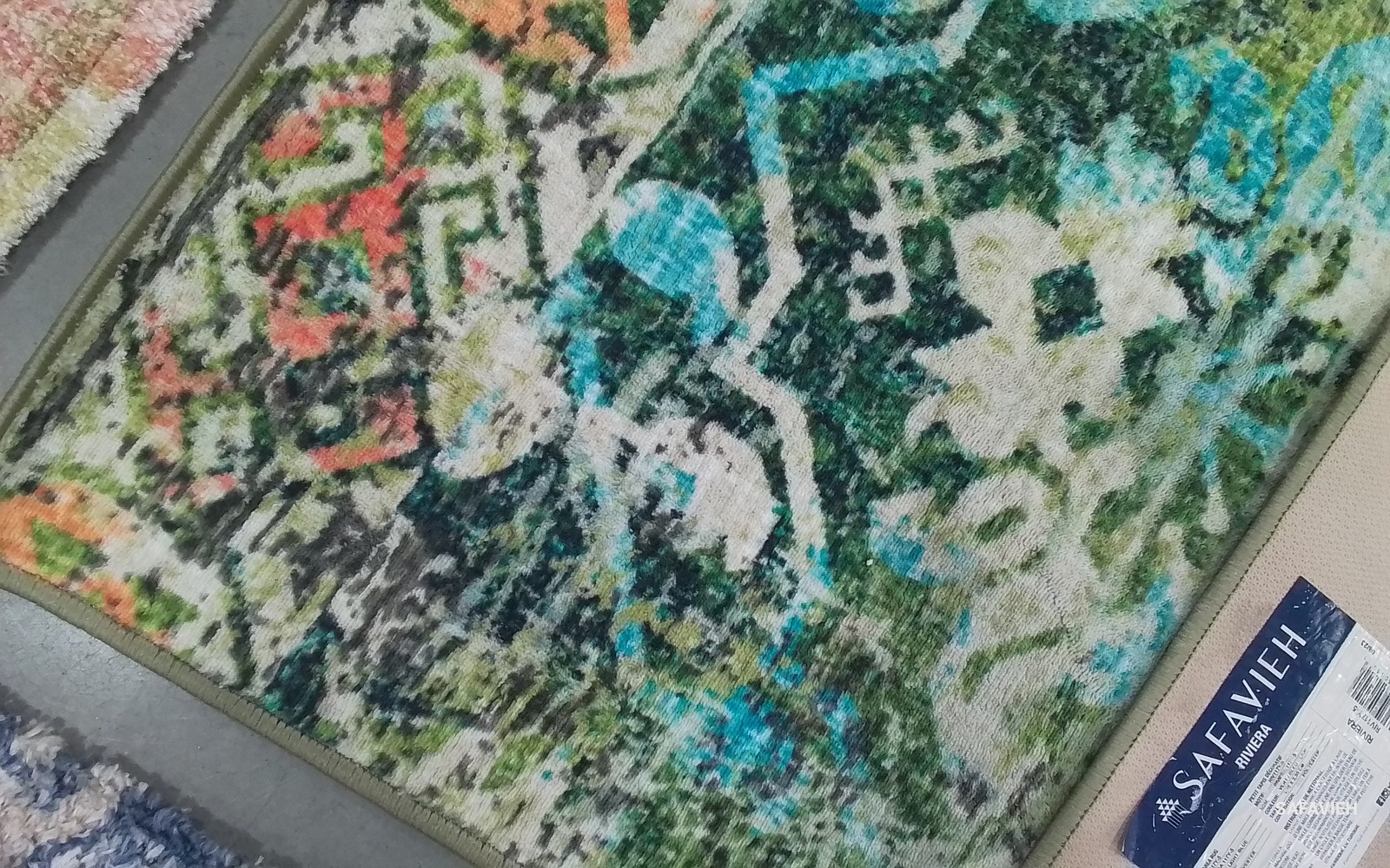 GREEN / LT BLUE 5'-5" x 7'-7" Back Stain Rug, Reduced Price 1172795568 RIV117Y-5 gallery