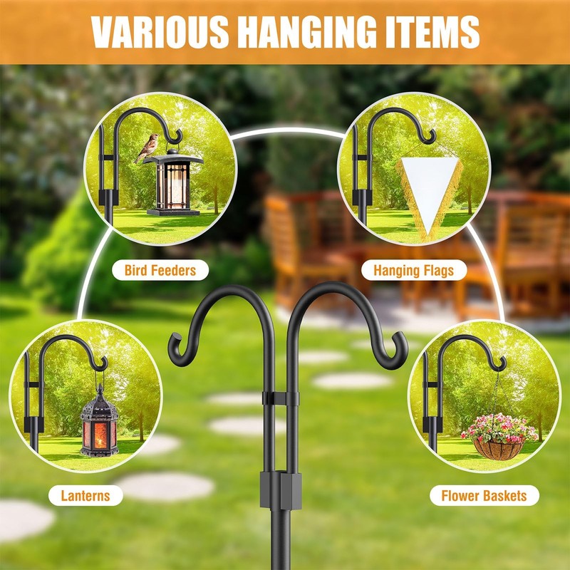 Bird Feeder Pole - Adjustable Double Shepherds Hooks for Bird Feeder with 5 P... gallery