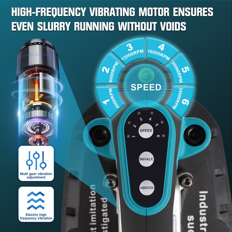 2IN1 Tile Vibration Machine & Vibrator Suction Cup 6-Speeds 24000RPM w/ 2 Akku gallery