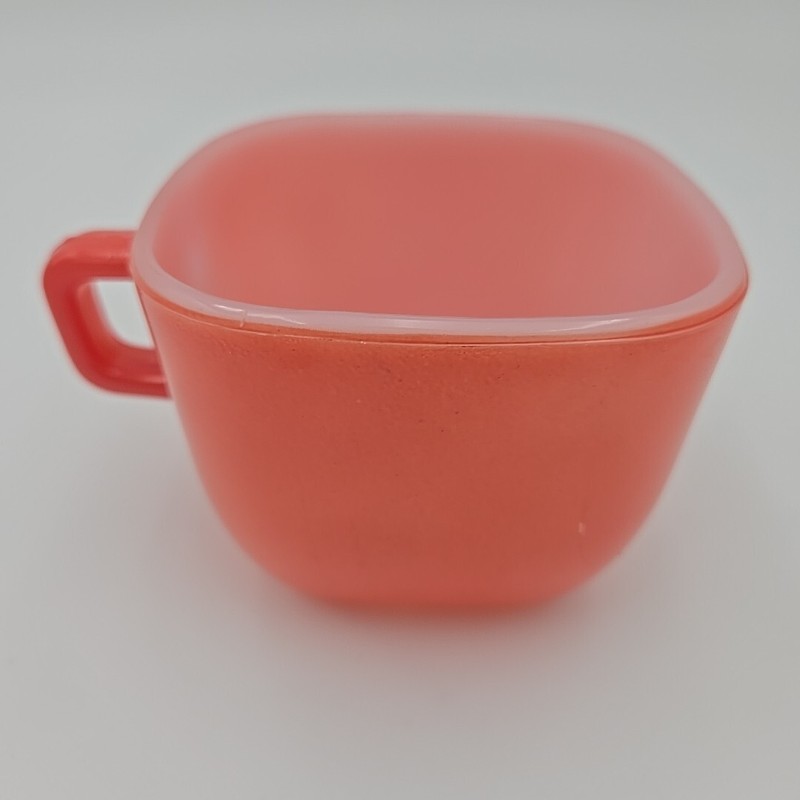 Vtg. Glasbake Mugs Square Lipton Milk Glass 1950's - Green, Salmon or White gallery