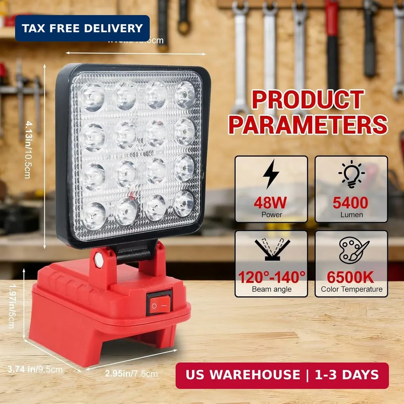 Cordless LED Work Light Compatible with Milwaukee M18 Battery, 5400 Lumens LED F gallery