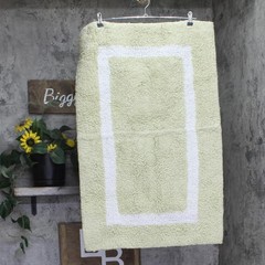 Better Trends Rectangle Textured Patterned Cotton Bath Rug Green / White 22×35