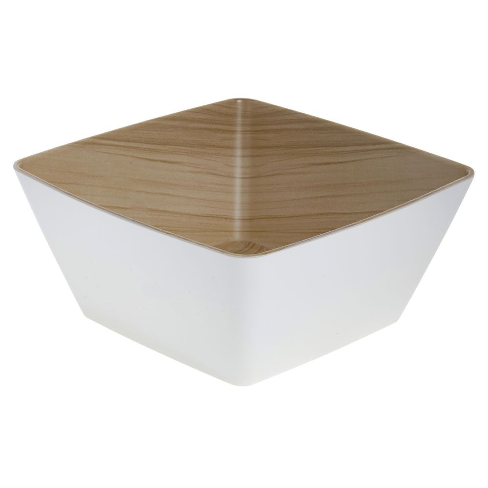 HUBERT® Serving Bowl White Melamine with Wood-Look Interior - 10" L x 10" W x 4 gallery