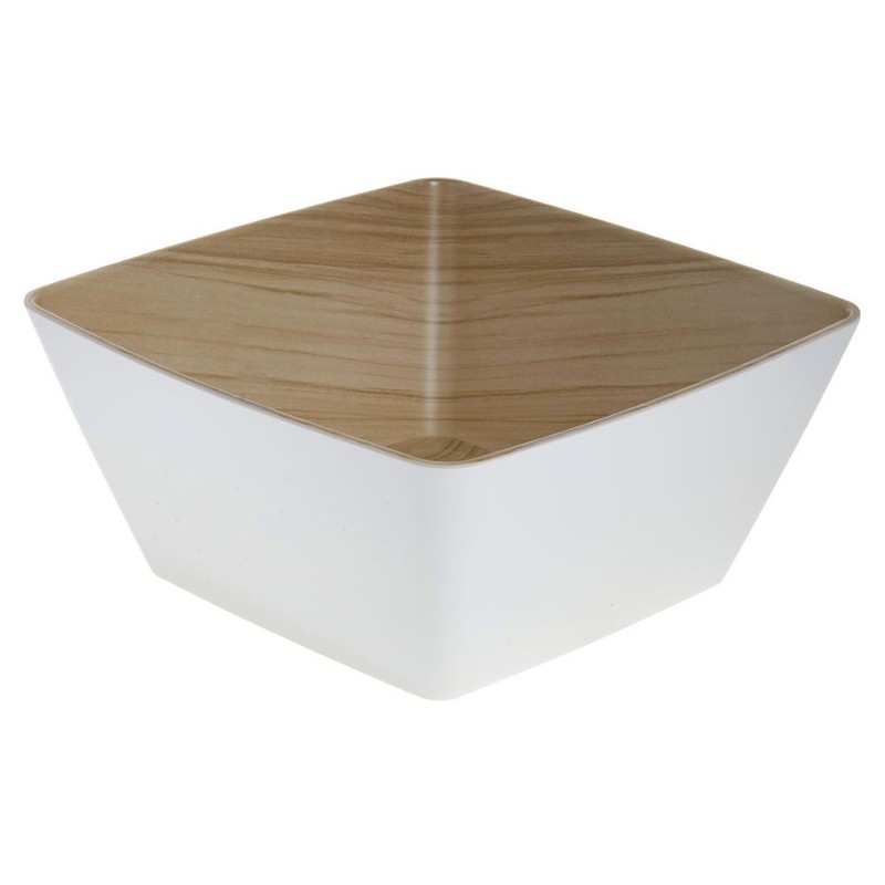 HUBERT® Serving Bowl White Melamine with Wood-Look Interior - 10" L x 10" W x 4 gallery