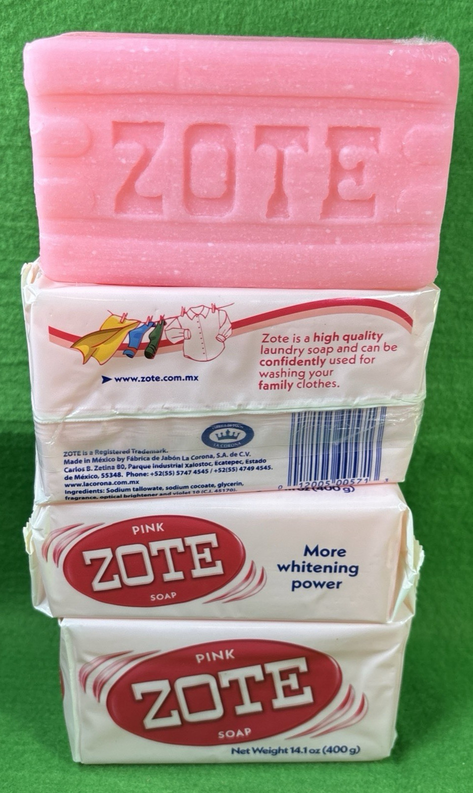 ZOTE LAUNDRY SOAP PINK 4 Large Bars Hand Wash for Stains 14.1oz Detergent Jabon gallery