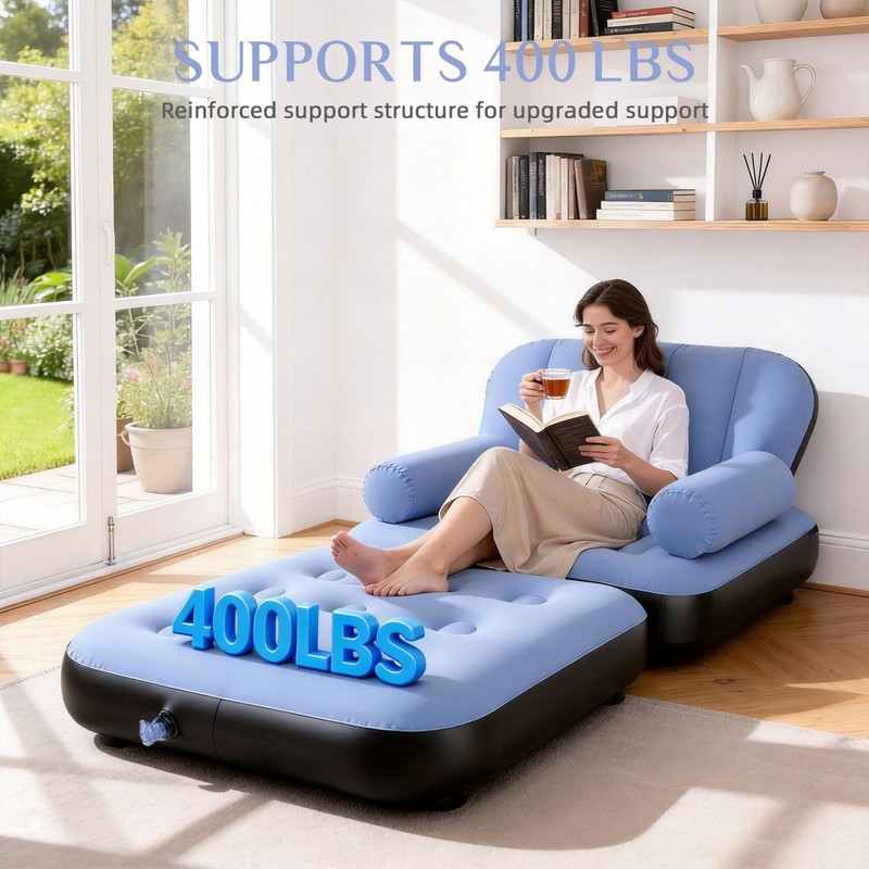 Inflatable Sofa Bed,5-in-1Foldable Thickened Flocked PVCBlow up Sofa with 2Pumps gallery