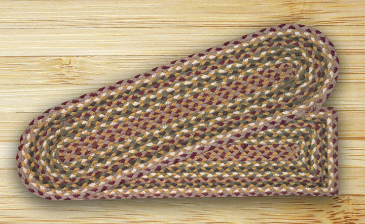 BRAIDED JUTE STAIR TREAD SETS. OVAL OR RECTANGLE. GREEN/BURGUNDY/GRAY gallery