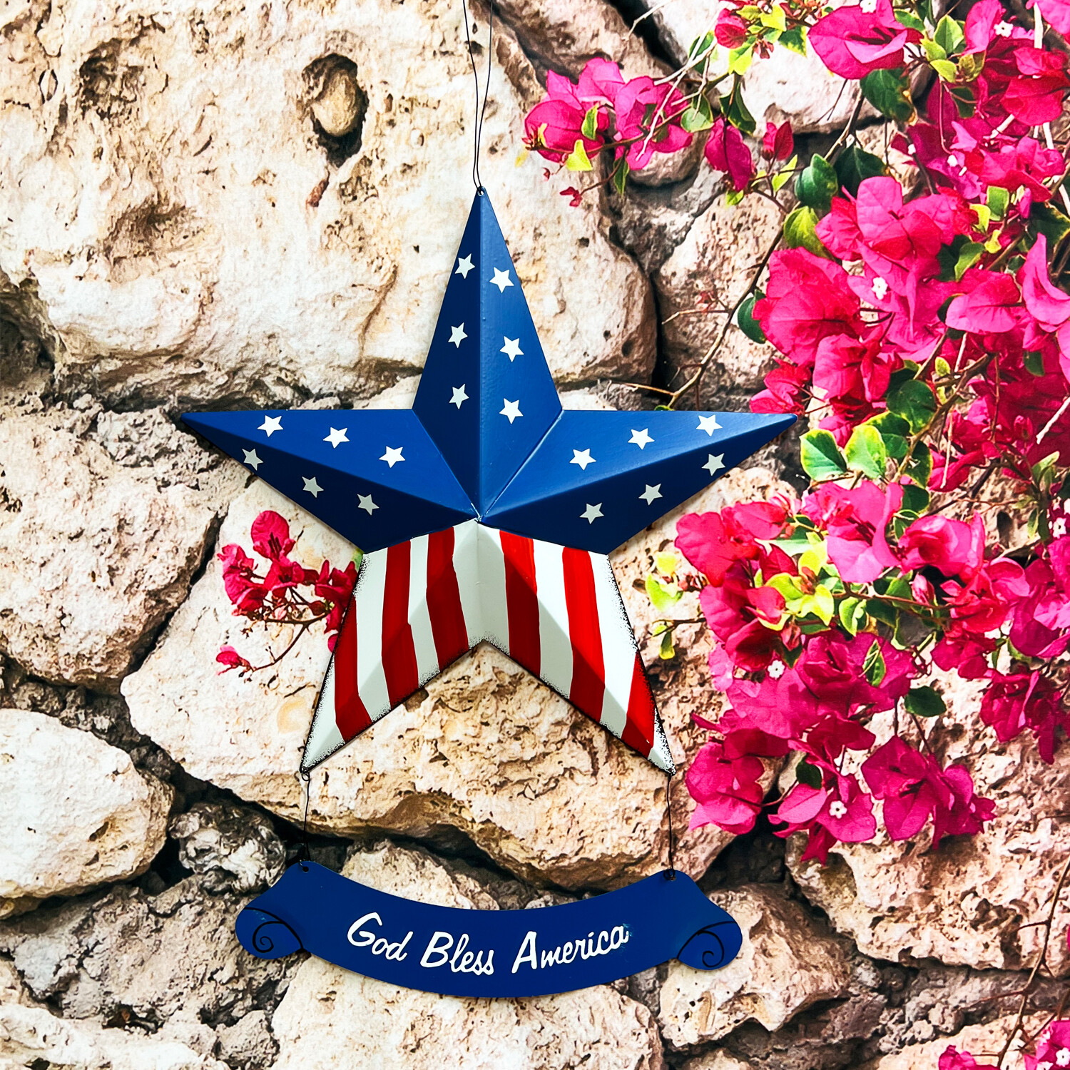 Rustic Hanging Metal American Flag Patriotic Barn Stars Wall Door Yard Signs gallery
