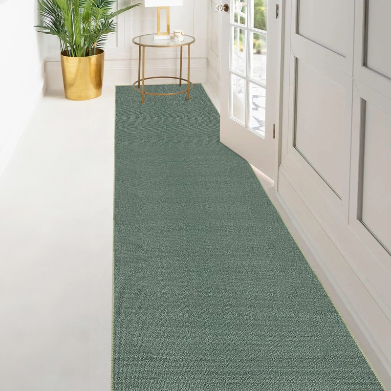 Custom Size SOLID TEAL GREEN Stair Hallway Runner Rug Non Slip Rubber Back gallery