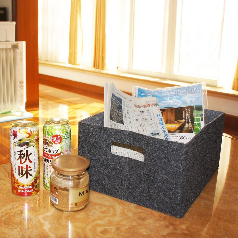 2 pack self-supporting collapsible felt storage basket in darkgrey for storag... gallery