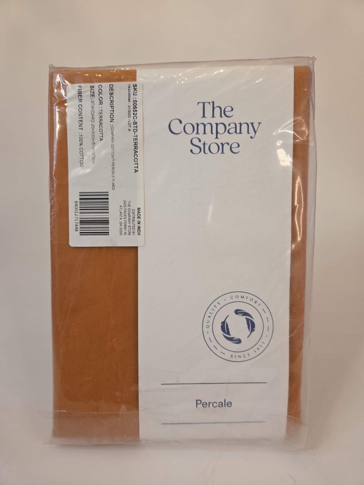 The Company Store 100% Cotton Percale Standard Pillowcases Color~Terracotta New! gallery