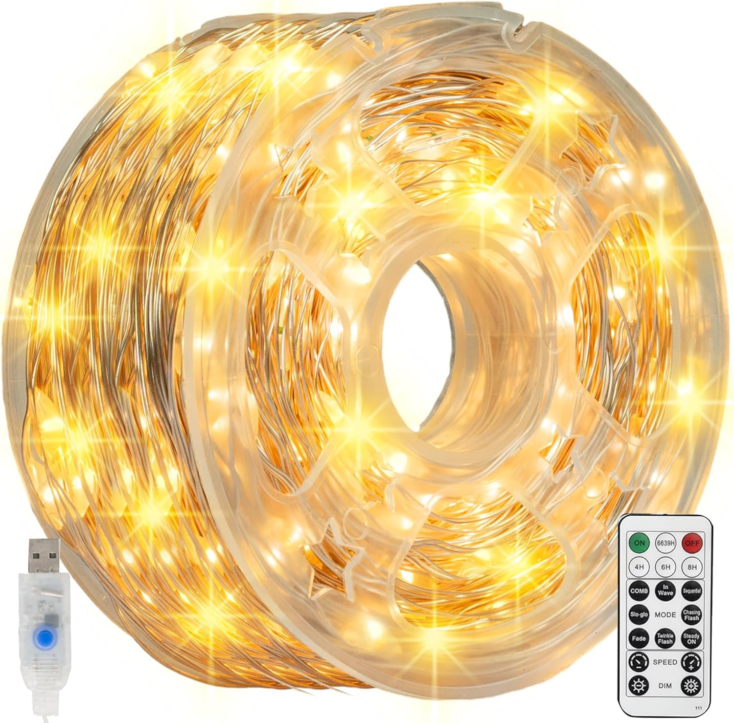66 FT 200 LED USB Copper String Lights Warm White for Bedroom Wall Ceiling Decor gallery