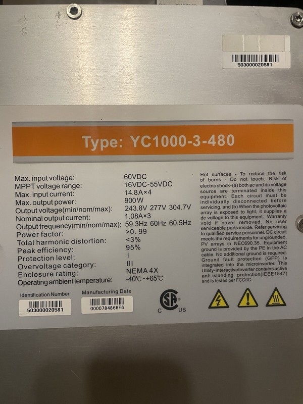 6pcs: APsystems YC-1000 Micro Inverters. 900 Watt 16-60VDC Solar PV gallery