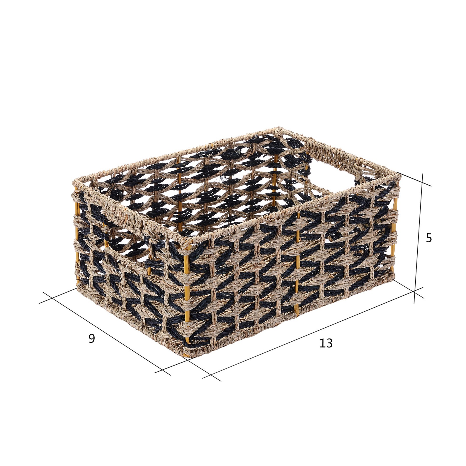 Rectangle Hand Weaved Wicker Baskets Water Hyacinth Seagrass Bins Set of 2 gallery