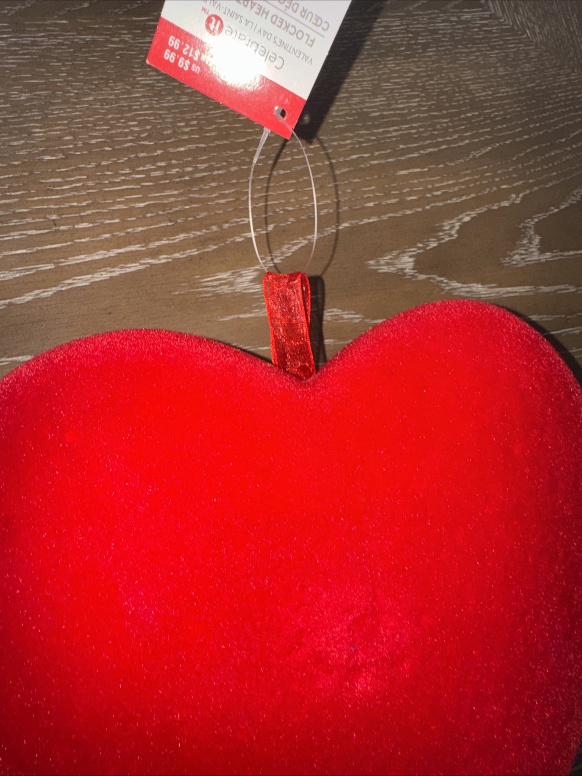 Flocked Red Heart Length 9 inches by Height 8 inches Width NWT gallery