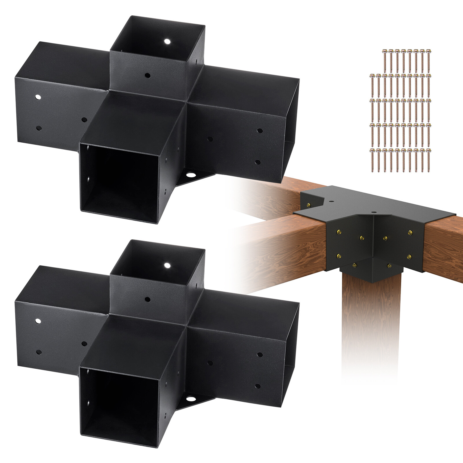 VEVOR 4''x4'' Pergola Bracket Kit 4-Way Woodworks DIY Post for Gazebos 2 pcs gallery