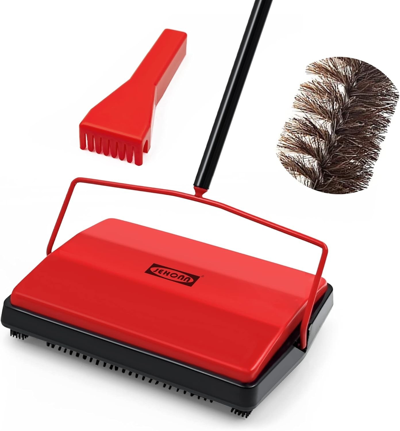 Carpet Floor Sweeper Manual with Horsehair, Non Electric Quite Rug Roller Bru... gallery