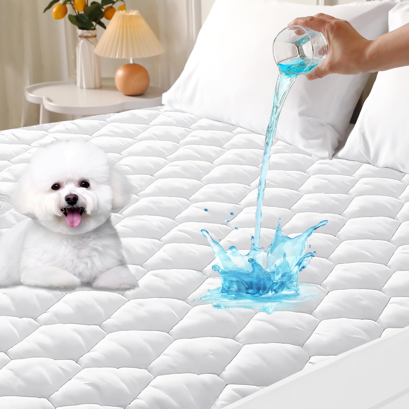 Queen Mattress Protector 100% Waterproof Quilted Mattress Cover Queen Size Bed gallery
