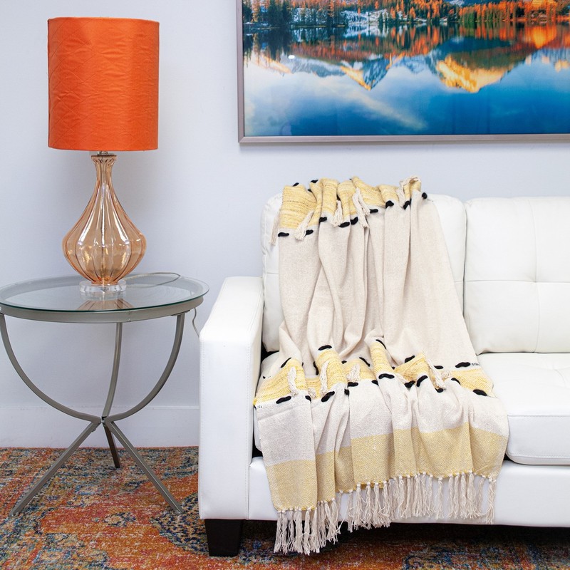 Parkland Collection Inca Yellow Variegated Cotton 50" x 60" Throw Blanket gallery
