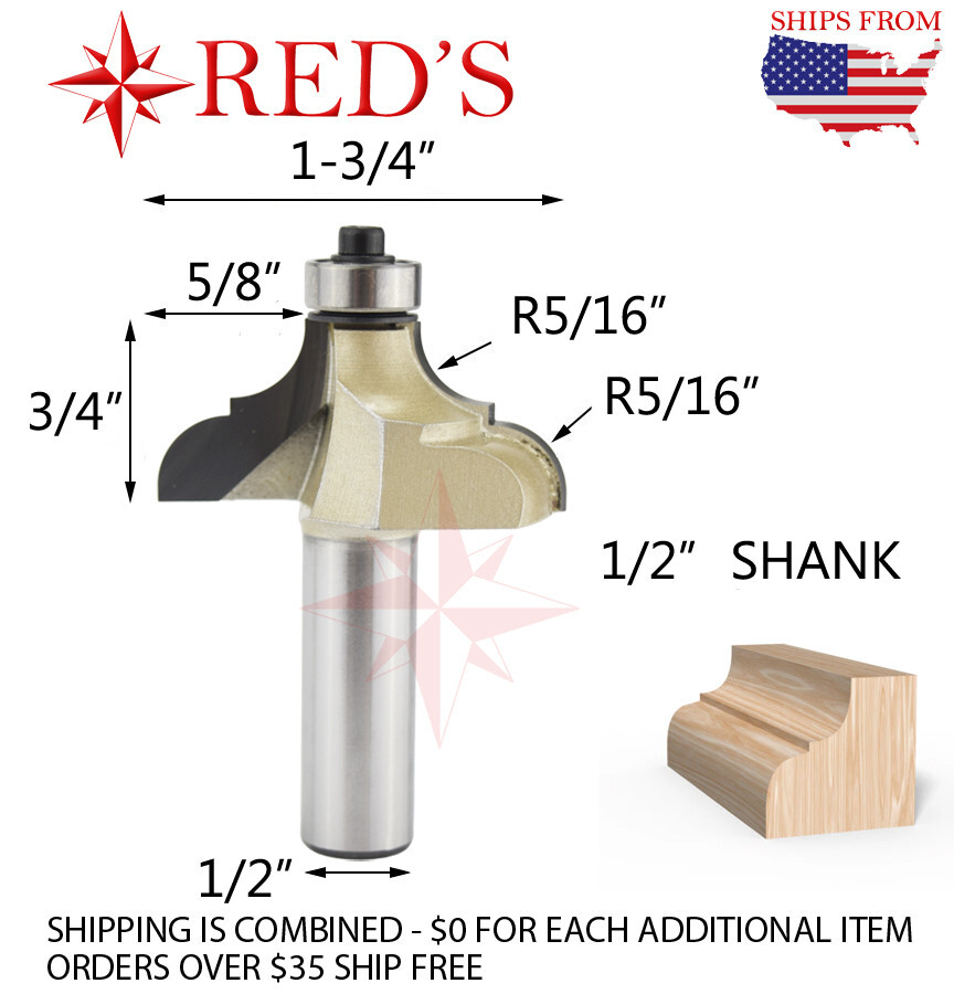 Tideway PRO LC08072008 5/16" RAD 5/8" WIDTH Classical Ogee 1/2" shank router bit gallery