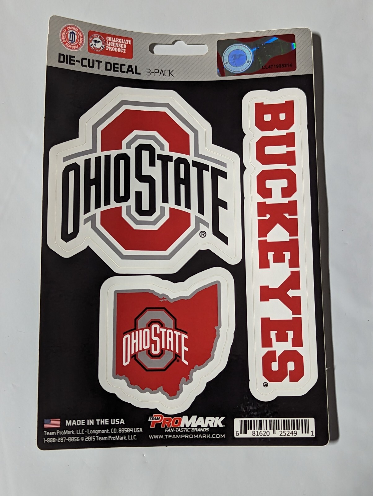 Ohio State Buckeyes 3-Pack Die-cut Decals Stickers Sheet Measures 5" x 7" New! gallery