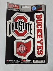 Ohio State Buckeyes 3-Pack Die-cut Decals Stickers Sheet Measures 5″ x 7″ New!