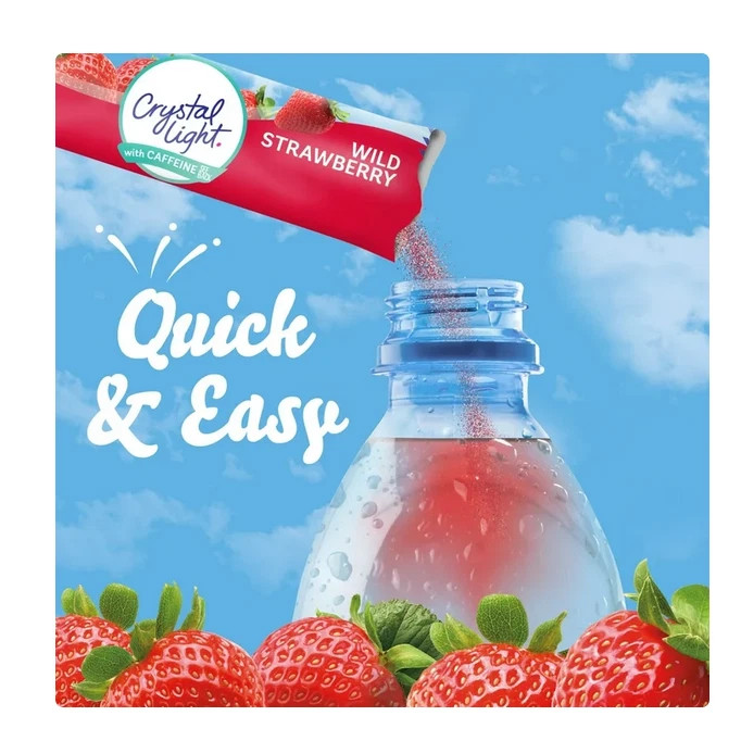 Crystal Light Wild Strawberry Sugar Free Drink Mix Singles with Caffeine, 30 ct gallery