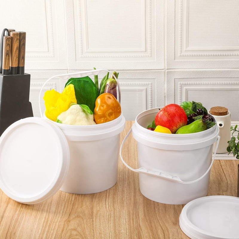 Durable 1 Gallon White Plastic Buckets with Lid - Ideal for Food & Storage Needs gallery