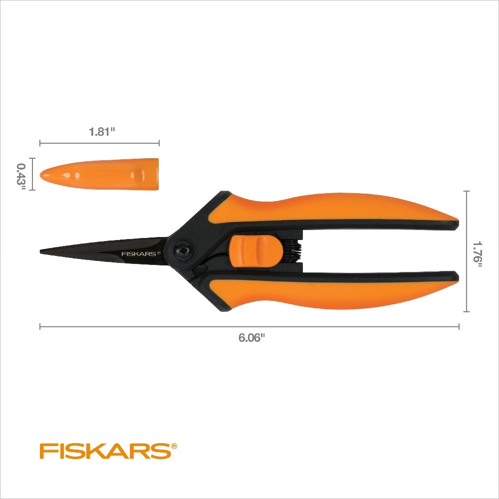 Fiskars 6" Non-stick Micro-tip Garden Pruning Shears, Orange and Black gallery