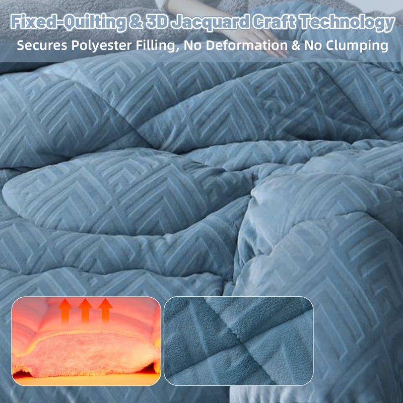 Twin/Full/Queen Reversible Comforter Extra Thick Soft Throw Shed-Resistant Blue gallery