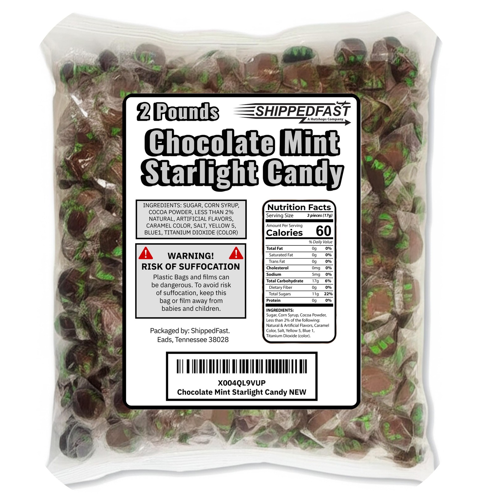 ShippedFast Chocolate Starlight Mint Candy, Hard Candies, 32oz (2 32 Ounce gallery