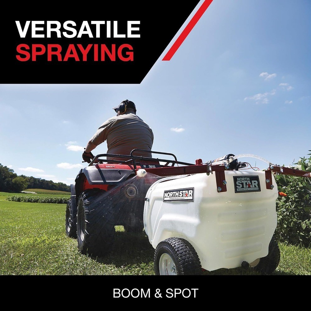 Tow Behind Trailer Mounted Boom Broadcast and Spot Sprayer 31 Gallon Tank 2.2 gallery